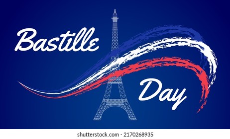 Creative vector Illustration,Card,Banner Or Poster For The French National Day.Happy Bastille Day