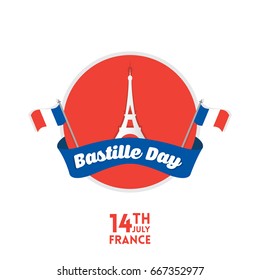 Creative Vector illustration,card,banner or poster for the French National Day.Happy Bastille Day greetings card design.
