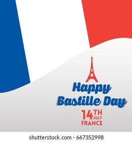 Creative Vector illustration,card,banner or poster for the French National Day.Happy Bastille Day greetings card design.