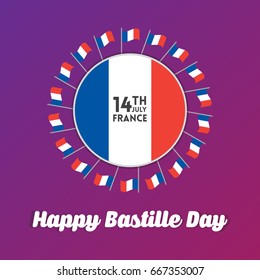 Creative Vector illustration,card,banner or poster for the French National Day.Happy Bastille Day greetings card design.