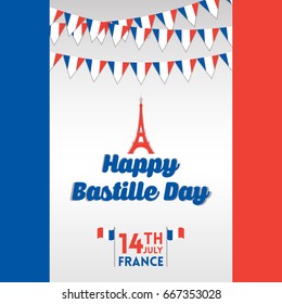 Creative Vector illustration,card,banner or poster for the French National Day.Happy Bastille Day greetings card design.