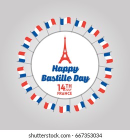 Creative Vector illustration,card,banner or poster for the French National Day.Happy Bastille Day greetings card design.