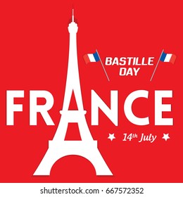 Creative Vector illustration,card,banner or poster for the French National Day.Happy Bastille Day greetings card design. 14th July viva france 