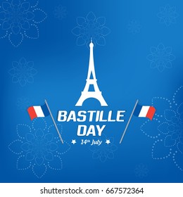 Creative Vector illustration,card,banner or poster for the French National Day.Happy Bastille Day greetings card design. 14th July viva france 