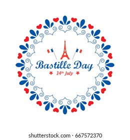 Creative Vector illustration,card,banner or poster for the French National Day.Happy Bastille Day greetings card design. 14th July viva france 