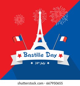 Creative Vector illustration,card,banner or poster for the French National Day.Happy Bastille Day greetings card design. 14th july independence day.