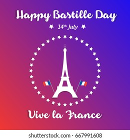 Creative Vector illustration,card,banner or poster for the French National Day.Happy Bastille Day greetings card design. 14th july independence day