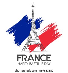 Creative vector Illustration,Card,Banner Or Poster For The French National Day.Happy Bastille Day