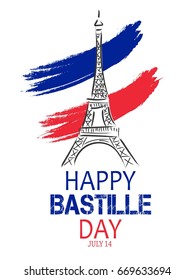 Creative vector Illustration,Card,Banner Or Poster For The French National Day.Happy Bastille Day