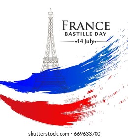 Creative vector Illustration,Card,Banner Or Poster For The French National Day.Happy Bastille Day