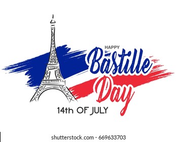 Creative vector Illustration,Card,Banner Or Poster For The French National Day.Happy Bastille Day