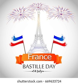 Creative vector Illustration,Card,Banner Or Poster For The French National Day.Happy Bastille Day