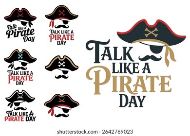 Creative vector illustrations featuring pirate characters celebrating talk like a pirate day festivities