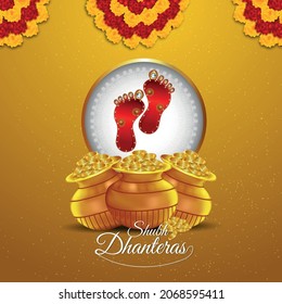 Ilustración vectorial creativa de feliz tarjeta de saludo de la celebración de dhanteras