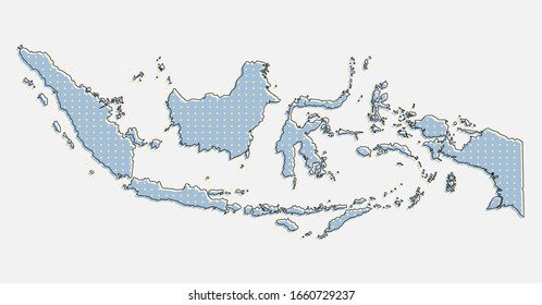 Creative vector Indonesia country map made of dots, points isolated on background. Indonesia template for your pattern, backdrop, poster. National technology modern sign concept.