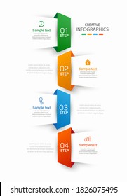 Plantilla de infografía vectorial creativa con iconos y 4 opciones o pasos
