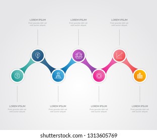 Creative vector infographics elements with creative design illustration. Can be used for workflow layout, diagram, number options,  icons for 7 steps or options, vector design template. EPS10