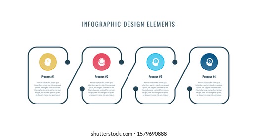 Creative vector infographics elements with creative design illustration. Can be used for workflow layout, diagram, number options,  icons for 4 steps or options, vertical design template. EPS10