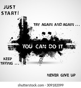 Creative Vector Inspirational Poster with Motivational Quote - You can do it 