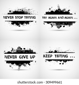 Creative Vector Inspirational Poster with Motivational Quote - Never stop trying  