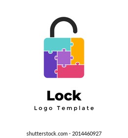 Creative vector internet security logo. Abstract lock puzzle sign. Modern minimalistic privacy symbol. Identity graphic safety element. Web protect icon. 