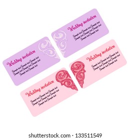  Creative vector invitation to the wedding or announcements with heart.