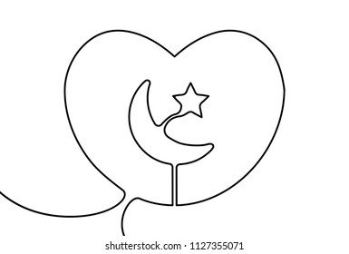 Creative vector Islam. One line style illustration