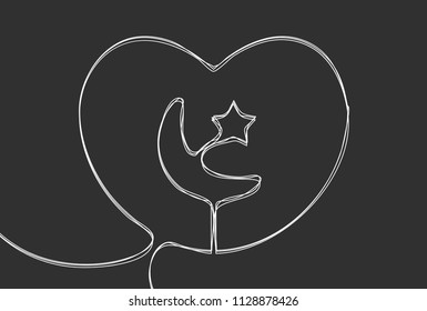 Creative vector Islam. One line style illustration