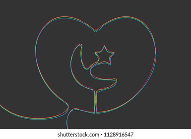Creative vector Islam. One line style illustration
