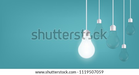 Creative vector of isolated light bulbs on background. Art design illustration new ideas with innovation, creativity. Abstract concept graphic LED lightbulb element. Business leadership