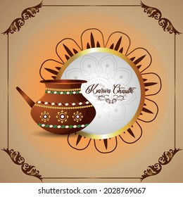 Creative vector karwa chauth background with karwa