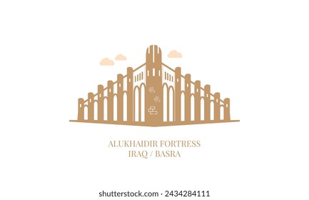 Creative vector of landmark icon of Al-Ukhaidir Fortress of Basra city in Iraq