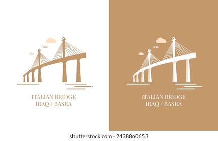 Creative vector of landmark icon of ITALIAN BRIDGE of Basra city in Iraq 