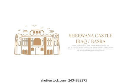 Creative vector of landmark icon of Sherwana Castle of Basra city in Iraq 