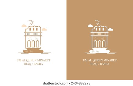 Creative vector of landmark icon of Um Al Qurun Minaret of Basra city in Iraq 