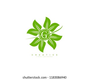 Creative Vector Leaf Ornament Swoosh Element Letter G Logo Design