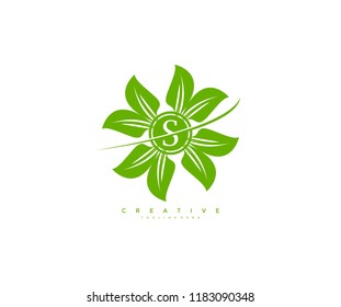 Creative Vector Leaf Ornament Swoosh Element Letter S Logo Design