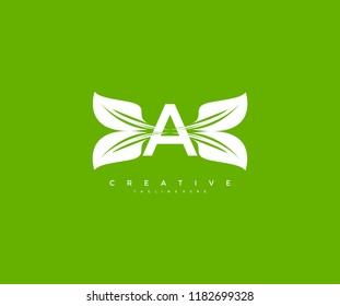 Creative Vector Leaf Wing Element Letter A Logo Design