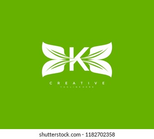 Creative Vector Leaf Wing Element Letter K Logo Design