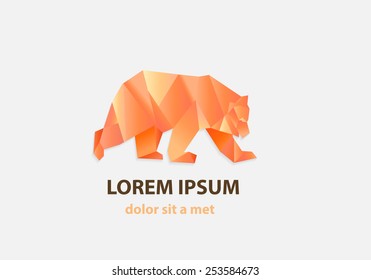 Creative vector logo bear. Modern artistic idea triangular icon concept.
