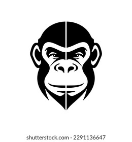 creative vector logo of a black monkey on a white backdrop.
