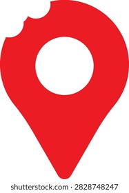 Creative vector logo combining a location pin with a bitten bagel, creating a distinctive symbol for bakeries, cafes, restaurants, food delivery services, local food businesses, culinary destinations, and food-related digital platforms.