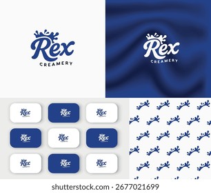 Creative Vector Logo Design Concept for Rex Creamery, Modern Minimalist Dairy Branding and Unique Business Identity