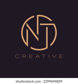 Creative vector logo design. Letters N and T logotype. Initials NT emblem logo template.