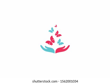 Creative vector logo design with take off and catch a butterfly concept