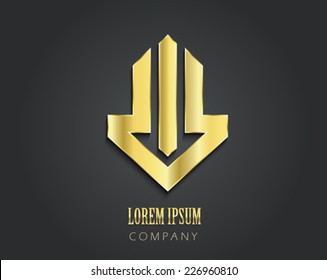 Creative vector logo design template. Golden symbol 