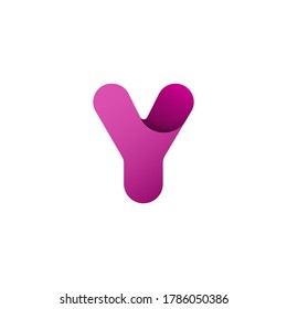 Creative vector logo letter y of twisted Ribbon for Title, Header. Colorful rounded. Modern design.