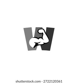 Creative vector logo of a muscular arm alphabet W letter. Symbol of strength and fitness. Perfect for gyms, personal trainers, and supplement brands. High-quality vector design