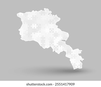 Creative vector map Armenia from grey puzzle pieces isolated on background. Template Europe country for pattern, design, illustration, infographic. Concept outline of the map jigsaw Armenia