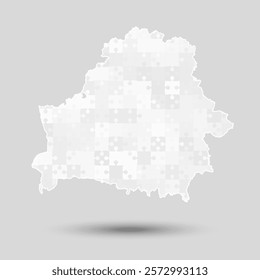 Creative vector map Belarus from grey puzzle pieces isolated on background. Template Europe country for pattern, design, illustration, infographic. Concept outline of the map jigsaw Belarus